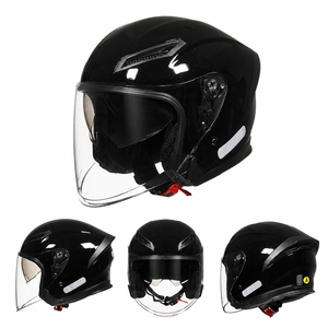Casco Moto Aperto Omologato DOT 3/4 Retrò <span class=keywords><strong>Vespa</strong></span> Mezzo Casco con Doppia Visiera per Ciclomotore Cruiser - Product Image 1