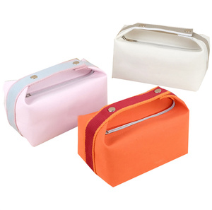 Cosmetic Bag Travel Cotton <b>Canvas</b> Toiletry <b>Plain</b> Organizer Zipper Buckle <b>Large</b> Capacity Wholesale Wash Bag Makeup - Product Image 1