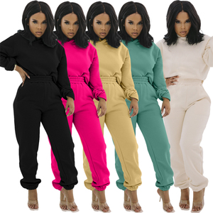 Ensemble Survêtement <span class=keywords><strong>Femme</strong></span> 2 Pièces Empilé <span class=keywords><strong>Haut</strong></span> Pantalon Automne, Tenue De Jogging À Capuche - Product Image 1