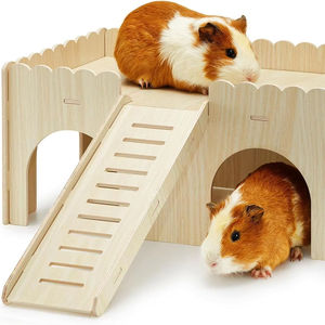 Grande <span class=keywords><strong>Habitat</strong></span> per animali staccabile in legno 4 ingressi rampa castello scale rifugio caverna capanna per cavie ricci piccola gabbia per animali domestici - Product Image 1
