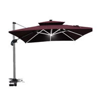 Parasol cantilever moderne robuste 4x4m pour extérieur, protection solaire, revêtement PA, structure thermolaquée, toit unique, base croisée, pour hôtels