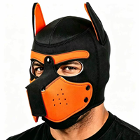Masque de chien en néoprène pour adultes, jouet sexuel SM, imperméable, noir, amovible, couvrant tout le visage avec oreilles