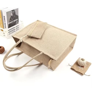 Wholesale Large Personalized Hessian Jute <b>Tote</b> <b>Bags</b> Plain Burlap Shopping <b>Bags</b> <b>with</b> Small <b>Bag</b> Customizable Personalized Design - Product Image 2