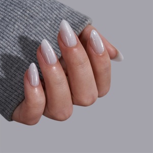 BTArtbox White Cat Eye XCOAT Faux Ongles à Presser en Gros de Haute Qualité, Courts, Amande, en Gel Souple, Réutilisables, 30 pièces - Product Image 1