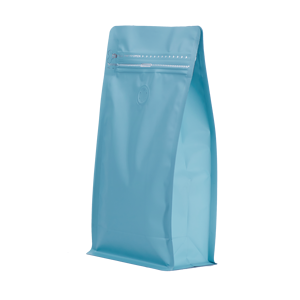 Bolsa de Fondo Plano con Cierre de Cremallera de 8 Lados, Bolsa de Café Azul Personalizada, Bolsa de Café de Plástico con Válvula, Entrega Rápida - Product Image 2