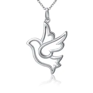 Collana da donna con catena a clavicola con ciondolo a forma di uccello vuoto in argento Sterling S925 dal Design semplice in stile americano ed europeo