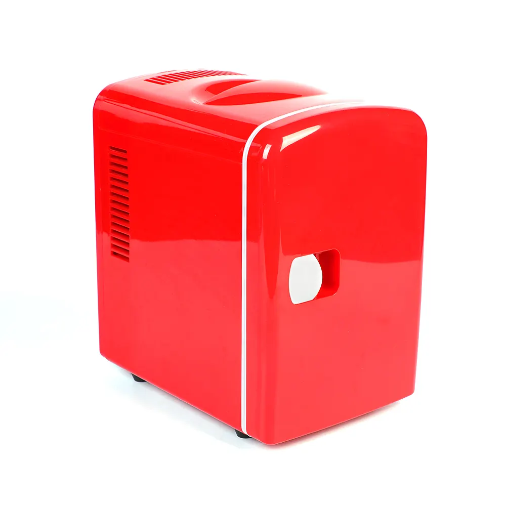 Kulkas mini 4L, kulkas mini elektrik modern untuk AC/DC gaya merah untuk kulkas mini plastik