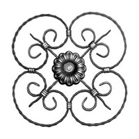 Panneaux décoratifs en fer forgé pour portail, éléments de design en acier forgé pour balcon, rosettes pour balustrades