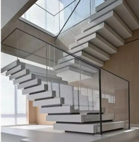 Escalier flottant moderne en bois massif de haute qualité pour intérieur, avec marches droites, construction en acier démontable, écologique et sûr