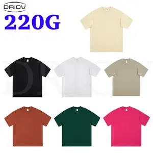 High Quality Heavyweight Oversized Printed Embroidered Plain Tee Plus Size Custom Logo Blank 220gsm Cotton T Shirt For Men