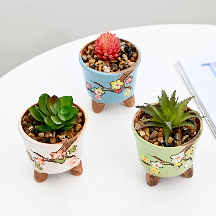 Korean Succulent Flower Pot Wholesale Ceramic Thumb Pot Creative Simple  Hand-painted Small Flower Pot| Alibaba.com