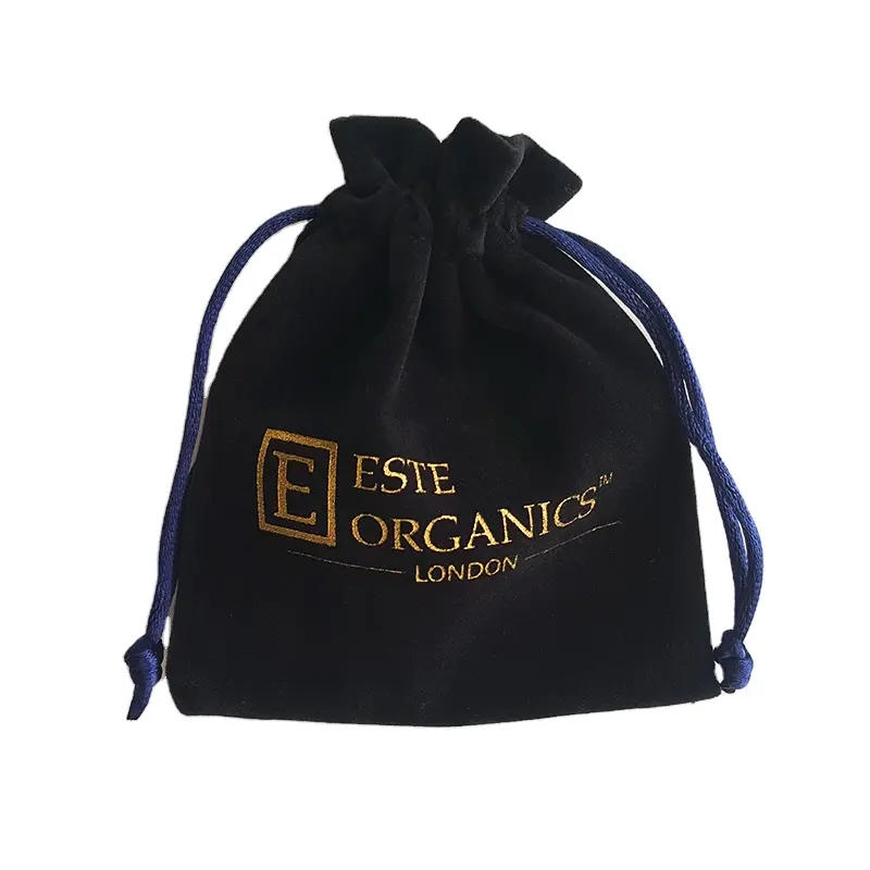 Sac en velours personnalisé avec logo imprimé, sac à bijoux, pochette à bijoux avec logo