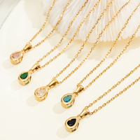 Collier Pendentif Goutte d'Eau en Cristal Coloré avec Bordure OEM en Acier Inoxydable Vente en Gros Personnalisée Breloque Choker Bijoux Tendance pour Femme