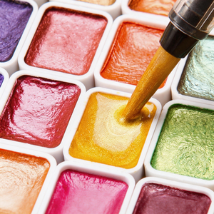 BECOL Professional - Juego de Pinturas de <span class=keywords><strong>Acuarela</strong></span> Sólidas de 20 Colores, Acuarelas Metálicas Perladas, Pinturas de <span class=keywords><strong>Acuarela</strong></span> en Pastel para Estudiantes de Arte - Product Image 3