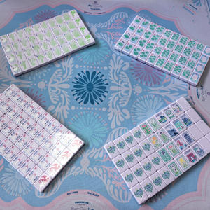 160 tuiles <span class=keywords><strong>de</strong></span> mahjong en acrylique violet pastel, polies à la main - Ensemble <span class=keywords><strong>de</strong></span> mahjong américain personnalisé pour 4 joueurs avec la <span class=keywords><strong>tour</strong></span> Eiffel et des motifs floraux - Product Image 4