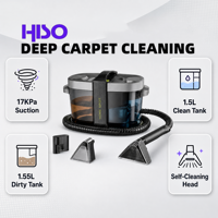 Nettoyeur de taches pour tapis et canapés 600W 17kPa d'aspiration, réservoirs jumeaux de 1,5L et 1,55L, tête autonettoyante, normes UE et US