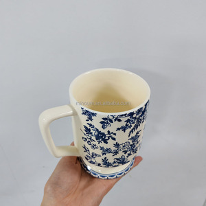 380ml Hochwertige Keramiktasse mit Fuß, Blau-Weiße Luxuriöse Retro-Kaffeetasse mit Großer Kapazität, Latte-Tasse, Kaffeehaus-Tasse - Product Image 4