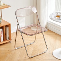 Transparenter Kunststoffstuhl für Draußen, Acryl-Esstisch und -Stühle, Klappstühle aus Metall
