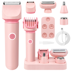Tondeuse bikini pour femmes, rasoir électrique 5 en 1, rasoir étanche IPX7 rechargeable, épilateur facial et pubien - Product Image 1