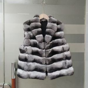 여성용 럭셔리 친칠라 퍼 베스트 추운 날씨를 위한 따뜻한 겨울 민소매 아우터웨어 - Product Image 2