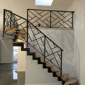 Rampe d'escalier intérieure en tube TL, balustrade métallique, main courante en fer pour escalier - Product Image 1