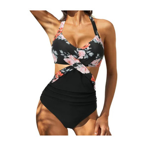 Maillot de bain une pièce découpé pour femme, push-up, style halter, tenue de plage, monokini - Product Image 4