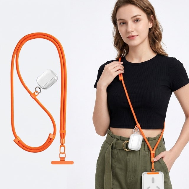 Adjustable Heavy-Duty Polyester Phone Lanyard Crossbody Neck Strap Split Ring Anti-Drop Outdoor Multi-Use 150cm Cord