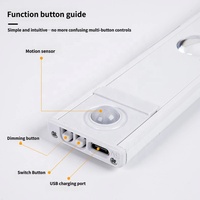 Lampu LED Magnetik USB Isi Ulang Sensor Gerak PIR Tanpa Bor Lampu Bawah Kabinet Untuk Lemari Tangga Kamar Tidur