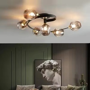 Lampes de plafond LED modernes avec abat-jour <span class=keywords><strong>en</strong></span> <span class=keywords><strong>verre</strong></span>, salon, salle à manger, éclairage domestique, lustre <span class=keywords><strong>en</strong></span> <span class=keywords><strong>verre</strong></span>, luminaire de plafond - Product Image 2