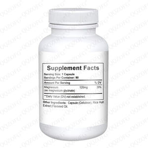 OEM Vente en gros 90 gélules 120Mg Glycinate de magnésium Haute absorption Hypoallergénique Soutien pour la fonction neuromusculaire Minéraux - Product Image 2