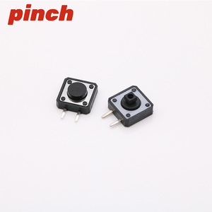 สวิตช์สัมผัส 12x12 มม. ปุ่มกดแนวตั้ง 4 ขา หัวสีดำ รูปทรงสี่เหลี่ยม สายทองแดง SPST 3.3VDC 500mA - Product Image 3