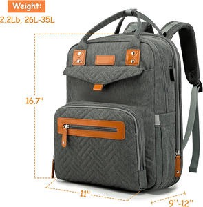 Unisex Stylish Travel Backpack Diaper <strong>Bag</strong> Expandable for <strong>Twins</strong> 24 Pockets &amp; <strong>Changing</strong> Pad Durable Polyester Material - Product Image 2