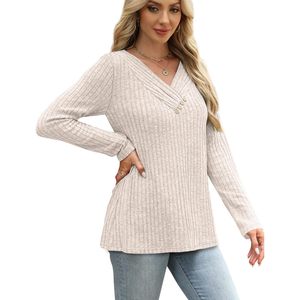 Sweaters For Women Long Sleeve V Neck With Buttons Casual Autumn Winter Clothing Anti Pilling Knit <b>Top</b> - Product Image 4