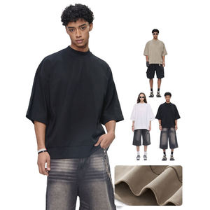 T-shirt unisexe oversize en coton épais 305G, col ras du cou ou col montant, épaules tombantes, logo personnalisé, streetwear, tee-shirt de course - Product Image 1