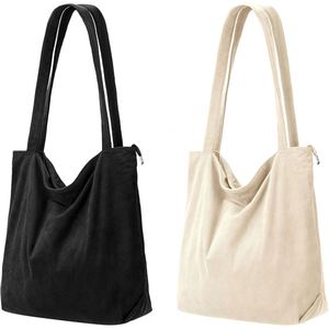 Sac fourre-tout en velours côtelé Iioscre pour femme, sacs à main Hobo avec fermeture éclair, sacs à main décontractés de grande capacité avec poches intérieures - Product Image 6