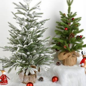 High Quality Pre-Lit Mini Christmas Desktop <b>Tree</b> <b>Ornament</b> Small PE Simulation Flocking Snow Bonsai Scene Layout Decoration - Product Image 2