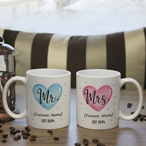 Juego de Tazas de Cerámica con Diseño de Corazón para Parejas, Personalizadas con Nombres - Product Image 5