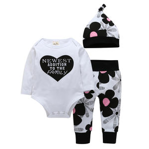Ropa para Niñas y Bebés, Conjuntos de Romper de Algodón con Estampado Floral y Leggings para Bebés, Venta al Por Mayor - Product Image 1