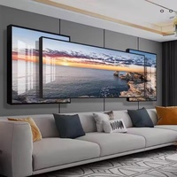 Décoration murale de style côtier moderne pour salon, art mural de haute qualité, paysage, 3 pièces, peinture en porcelaine de cristal, décoration intérieure