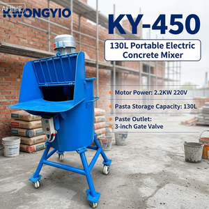เครื่องผสมคอนกรีตแบบพกพา KWONGYIO KY-450 130 ลิตร 2.2 กิโลวัตต์ สีน้ำเงิน พร้อมวาล์วเกจขนาด 3 นิ้ว - Product Image 2