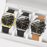 Montres Quartz de Haute Qualité Nouveau Calendrier Montre-Bracelet Coffret Cadeau Homme Toile 45mm Verre Aiguille Quartz Bracelet Montres Ensemble