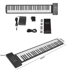 Mini piano de rolo portátil para presentes, piano portátil de rolo para presente, piano de enrolamento elétrico macio e portátil com 61 teclas