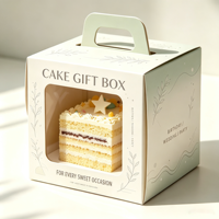 Boîte à pâtisserie en carton recyclable avec fenêtre transparente, conception auto-érectible, taille personnalisable pour l'emballage de gâteaux à la mousse