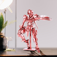 Piececool Puzzle Logam 3D Model Robot Mecha Merah, Kit Perakitan Prajurit Sci-Fi DIY, Mainan Edukatif Hobi