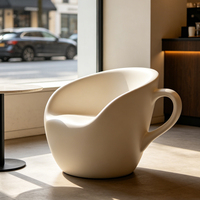 Chaise décorative en plastique en forme de tasse à café, siège fantaisie pour café commercial moderne, mobilier artistique pour restaurant et salon