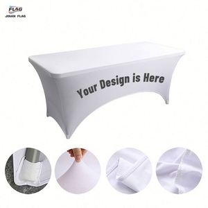 Wholesale Polyester Waterproof Wrinkle-Resistant White <b>Square</b> Wedding Banquet Event Stretch <b>Tablecloth</b> 6ft/7ft/8ft Digital - Product Image 2