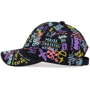 2024 gorra de béisbol Unisex de alta calidad Graffiti de 6 paneles logotipo personalizado impreso terciopelo bordado a mano protector solar curvo para exteriores - Product Image 1