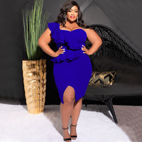GX7783 Boutique 2023 Robes midi sans manches à volants, à une épaule, pour l'été, vêtements grande taille, boutique de vêtements pour femmes, robe élégante décontractée