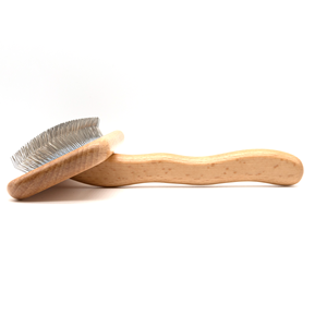 Brosse à lisser pour chien de toilettage pour animaux de compagnie avec manche en bois incurvé avec coussin d'air en caoutchouc super doux brosse pour animaux de compagnie - Product Image 2