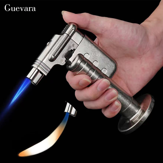 Guevara Classic Vintage Lightweight Refillable Cigar Lighter Butane Zinc Alloy with Safety Lock for Business Gifts Cigarette Use